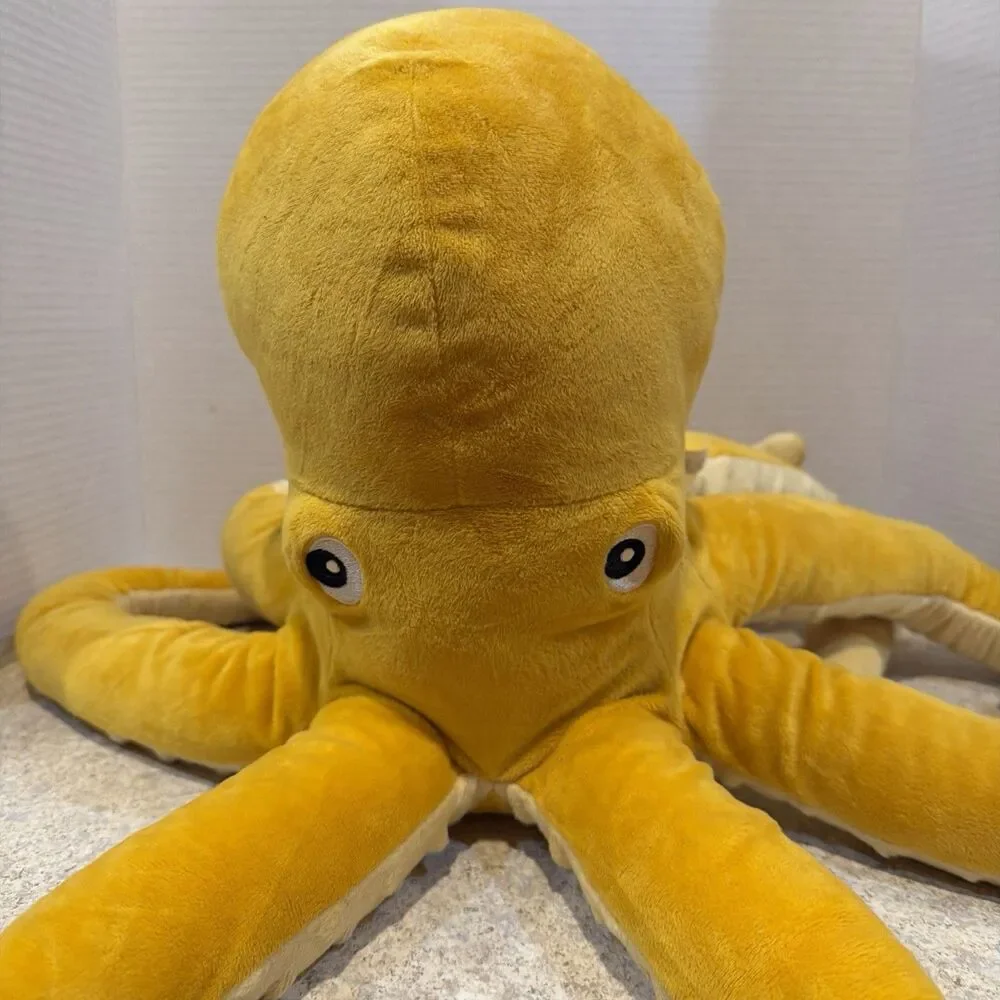 IKEA BLAVINGAD Plush Yellow Octopus Toy Stuffed Animal 20 Inch